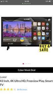 Luxor 43 inch 4K Ultra HD, Freeview Play, Smart TV £249 / £255.99 delivered @ Very