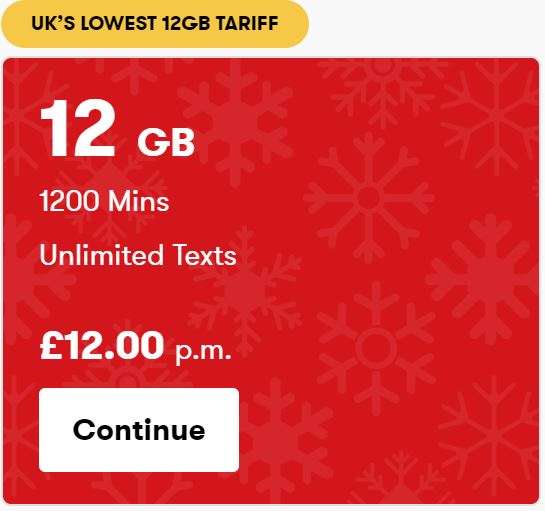 12GB data(Rollover) 1 month contract (4G), 1200 minutes Unltd texts £12 @ IDMobile