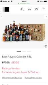 Half price beer advent calendar 9.9L £35 John Lewis & Partners - free c&c