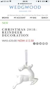 Half price Wedgwood Reindeer Christmas 2018 Decoration - Reindeer Decoration now £12.50 + £3.95 del