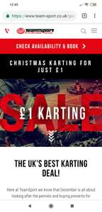 TEAM SPORT GO KARTING! - £30 for one person + £1 for additional players AT ALL VENUES