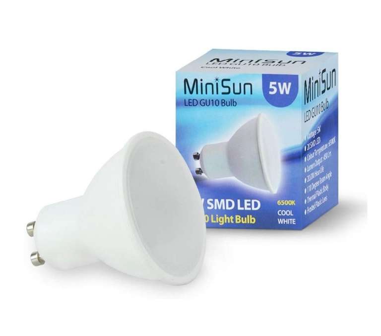 10 MiniSun Thermal (450 Lumens + 110 Deg Beam Angle) Bulbs (6500K Cool White) from The Light Factory Amazon £14.99 Prime / £19.94 non-Prime