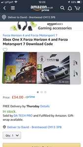 Forza horizon 4 + forza 7 download £34 Sold by DA TECH PRO and Fulfilled by Amazon