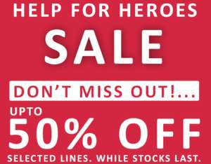 Many items reduced upto 50% off from keyrings to hoodies free delivery over £40 @ Help for heroes