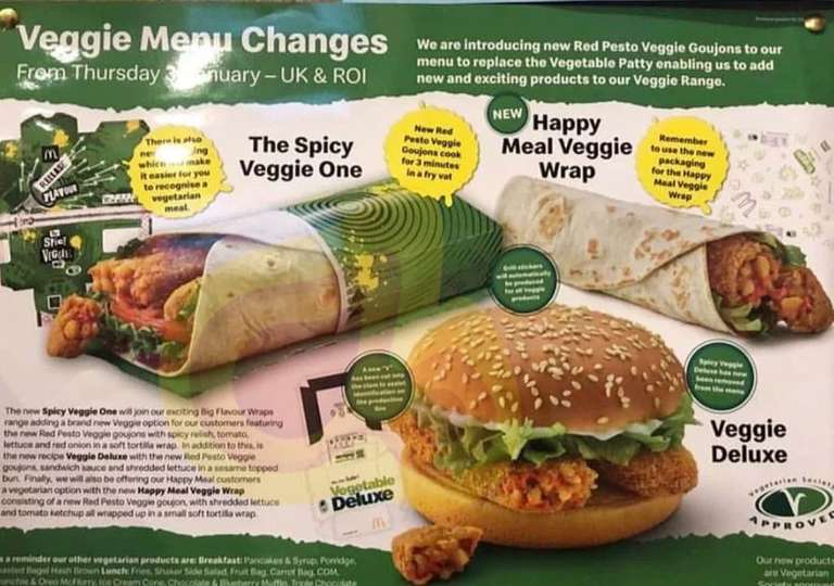 New Veggie Mcdonalds menu options (including happy meal!) - From 03/01/19