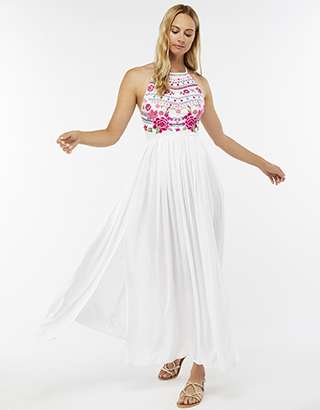 PHOEBE EMBROIDERED MAXI DRESS - In White (Available sizes M and L) - Accessorize £17.70