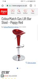 ColourMatch Gas Lift  red bar stool £17.99 Argos, reduced from 29.99