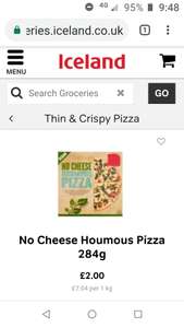 No Cheese Houmous Pizza 284g £2.00 @ iceland