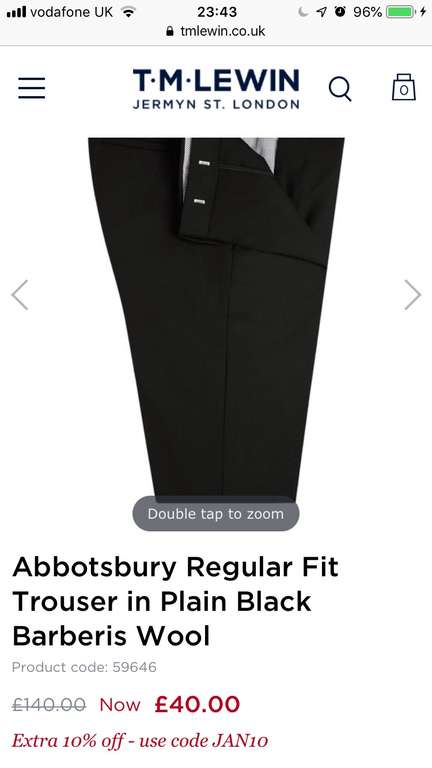Bargain super 100’s TM lewin trousers £36 with code
