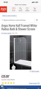 Argos Home Half Framed White Radius Bath & Shower Screen £35.99