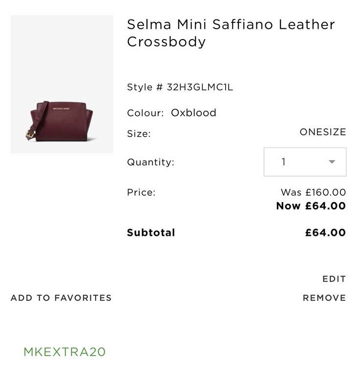 Michael Kors Selma Mini Saffiano £64 delivered with code