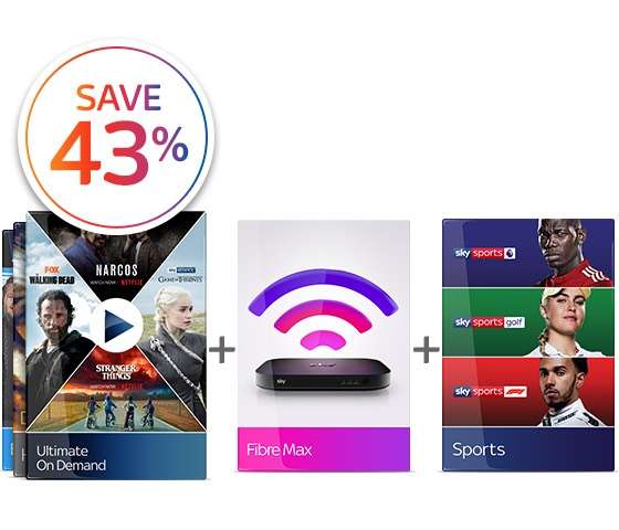 Save 43% with Sky Student Discount (New Customers Only) 18 months and £65 x 18 months + £19.95.(Total £1,189.95)