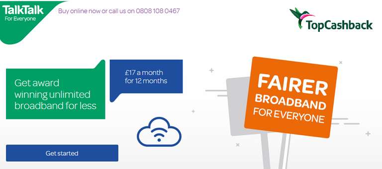 Fast Broadband £17 a month for 12 months. £0 setup fee ( £80.00 cashback ) = £10.33 per month (£123.96 pa), free router