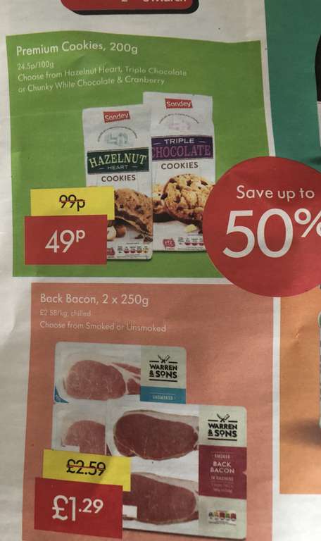 1.29 for 2 Packs Back Bacon, half price at lLdl super weekend 2-3 March