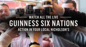 Nicholsons Six Nations themed app game - score 1620 for a free pint of Guinness + other prizes