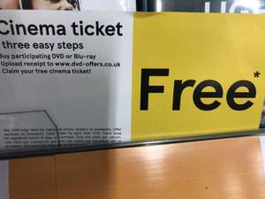 Free cinema ticket with selected DVD's at Tesco (From £5)
