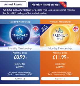 Merlin Annual Pass - pay monthly from £8.99 per month (+£29.99 initial payment) / or £119.25 through buyagift if paying in full