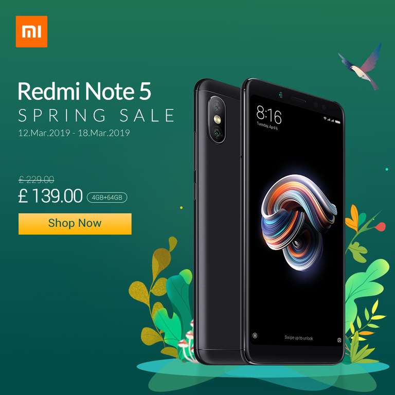 Xiaomi Spring Sale on mi.com - Including Redmi Note 5 £139, Redmi Note 6 Pro £179