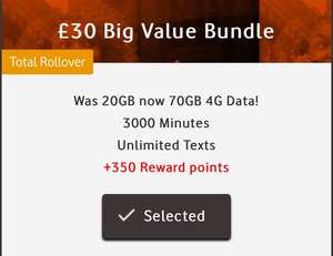 £30 for 70gb data PAYG SIM Only
