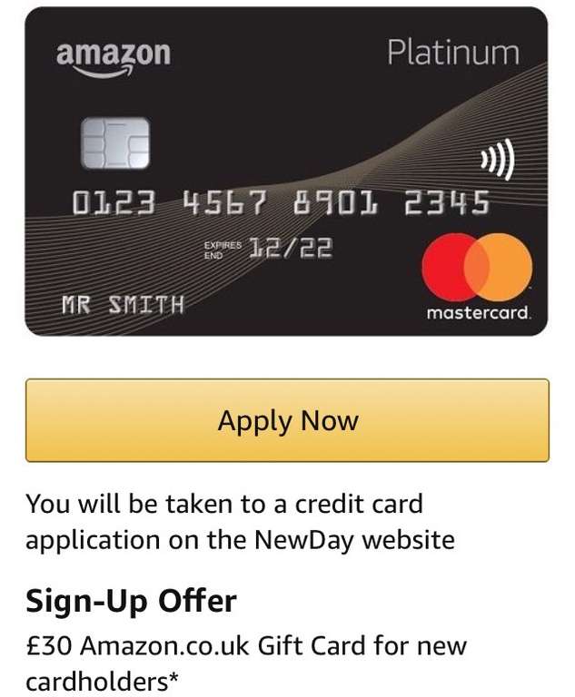 Free £30 Amzon Voucher with Amazon Credit Card if you sign up to a Amazon Platinum Mastercard