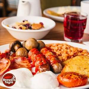 Adult Unlimited Breakfast + 2 kids (under 16) eat FREE £9.50 - Inc Bacon, Eggs, Cereal, Pastries, Costa Coffee & much more @ Brewers Fayre