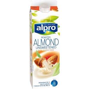Alpro Chilled Coconut & Almond Drink 1L / Alpro Roasted Almond Unsweetened 1L / Alpro Soya Wholebean Unsweetened 1L now £1 at Asda