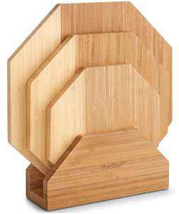 Set of 3 Bamboo Chopping Serving Boards With Stand + 2 Year Warranty - £12.99 delivered @ Vonshef