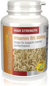 Vitamin B5 Tablets 500mg - 180 Tablets - 70% Off & Free Delivery via SimplySupplements - For Those Who Suffer From Tiredness & Fatigue