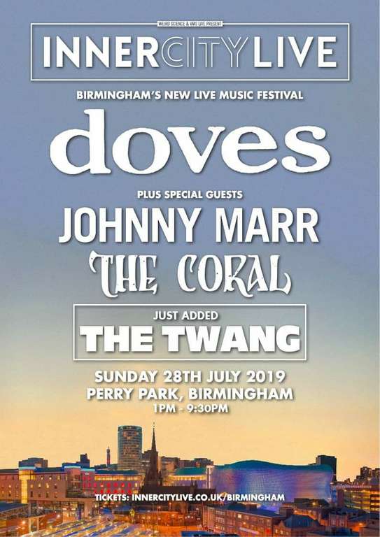 Doves, Johnny Marr, The Coral: Inner City Live, Perry Park, BIRMINGHAM £24 @ Groupon