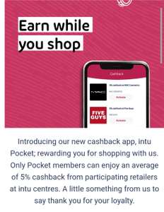 Earn cashback with Intu Pockets when you shop at any Intu shopping center