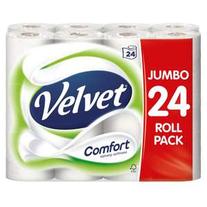 Velvet Comfort White Toilet Rolls 24 pack £6.99 at the Food Warehouse