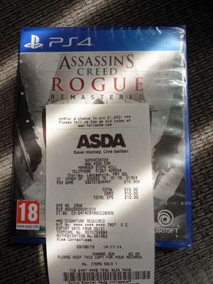 Assassins Creed Rogue Remastered PS4 £10 @ Asda instore