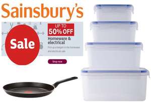 Sainsbury Klip Lock set - £5, Tefal Pan £10.50 - up to 50% off sale items from £5 (More in OP) @ Sainsbury's