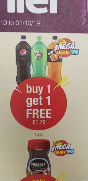 Pepsi max, 7 up free and tango orange Buy 1 get 1 free @ Premier Stores