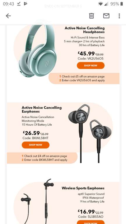 TaoTronics Headphones flash sale from £16.99 (Prime) / £21.48 (non Prime) with codes Sold by Sunvalleytek-UK and Fulfilled by Amazon.