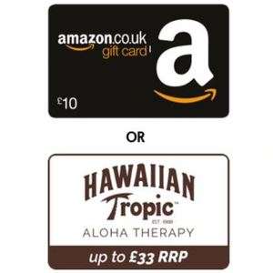 £10 Amazon gift card or £33 Hawaiian tropic bundle with Post Office Travel Insurance
