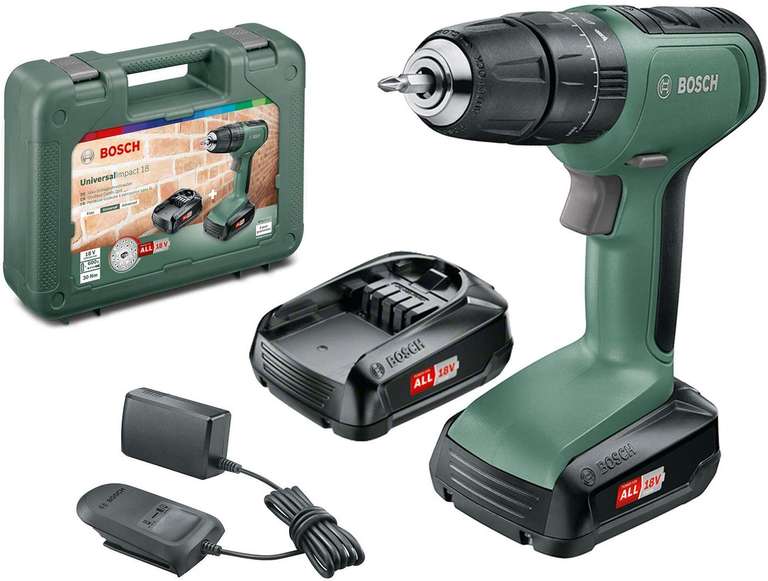 Bosch Cordless Hammer Drill UniversalImpact 18 (2x Batteries, 18 Volt System, in Carrying Case
