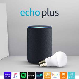 Echo Plus (2nd Gen), Charcoal Fabric + Philips Hue White bulb B22 - £139.99 @ Amazon