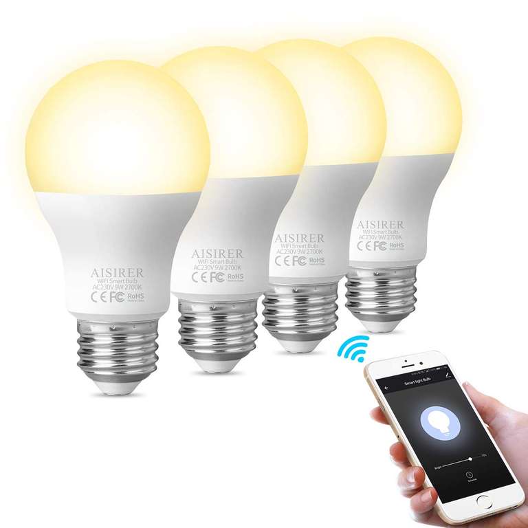 WiFi Smart Bulb AISIRER Alexa Light Bulbs No Hub Required Compatible with Alexa Google Home - £36.54 Sold by Ares-EU and Fulfilled by Amazon