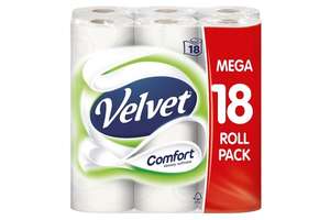 Velvet Comfort 18 White Toilet Rolls at Spar for £5