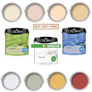 Buy One Get One Free Crown 2.5l Matt / Silk Standard Coloured Emulsions - £14 @ Homebase - Free Click & Collect