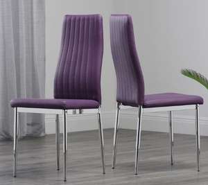 Leon Leather Dining Chair - Purple (Chrome Leg) £34.99 each (FREE DEL) @Furniturechoice