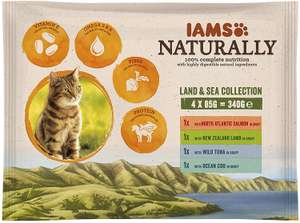 Iams Naturals Land and Sea Collection Adult Cat Food, 4 x 85 g - Pack of 11 £1.99 @ Amazon