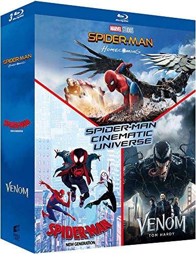 Spiderman Homecoming, Spiderman Into The Spiderverse, Venom, Triple Blu-ray boxset £15.77 @ Amazon France