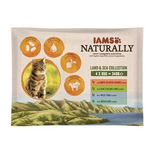 Iams Naturals Land and Sea Collection Adult Cat Food, 4 x 85 g - Pack of 11 £4.62 prime / £9.11 non prime @ Amazon