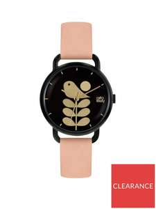 Orla Kiely Black and Gold Bird and Stem Dial Pink Leather Strap Ladies Watch £49.50 @ Very + free Click and Collect