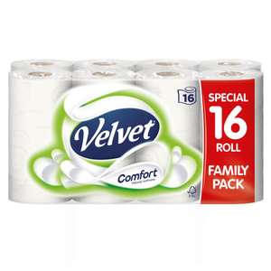 Velvet Comfort 2-ply toilet roll 16 - £4.98 @ The Food Warehouse