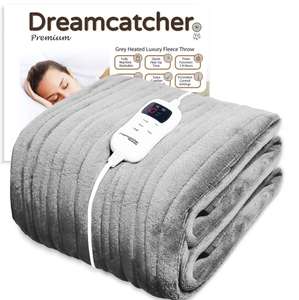 Dreamcatcher Luxurious Electric Heated Throw, Supersize 200 x 130cm Soft Fleece Grey Throw Blanket £37.90 @ Futura Direct