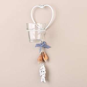 Tobs Tea Light Candle Holder / Sconce - Wall Hanging Glass - Single White Heart £1.49 / £4.48 Delivered @ Brooklyn Trading