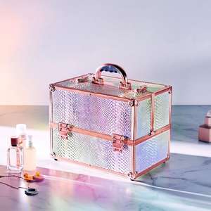 Large Holographic Makeup Case with Rose Gold Coloured Frame - 15% off with Code + Free Delivery @ Beautify
